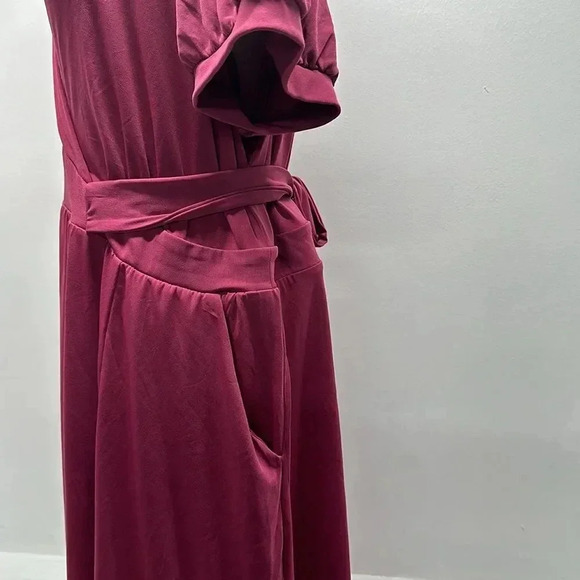 Torrid Midi Dress Studio Knit Surplice Puff Sleeve Purple Plus Pink Size New 2X - Picture 10 of 12